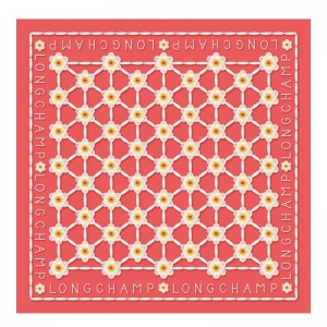 Longchamp Daisies Silk Scarf 50 Strawberry | JKOMZ-5148