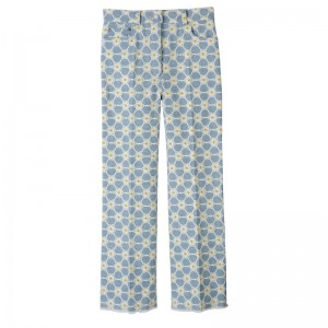 Longchamp Embroidered Denim Trousers Albastri | RNHLA-6857