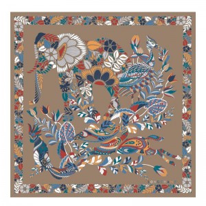 Longchamp Forêt Longchamp Silk Scarf 50 Clay | PXCMY-1274