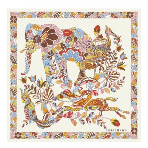 Longchamp Forêt Longchamp Silk Scarf 50 Cais | GBJPY-0842