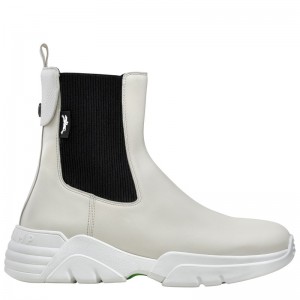 Longchamp Freeminder Low Boots Ecru | CMKQV-6249