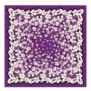 Longchamp Hawaiian Flowers Silk Scarf 50 Violet | ANXOL-0689