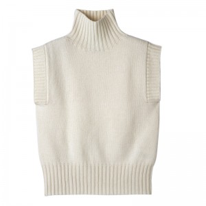 Longchamp High Collar No Sleeve Jumper Ecru | JMDTA-8069