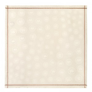 Longchamp La Médaille Longchamp Shawl Ivory | TNSKL-9687