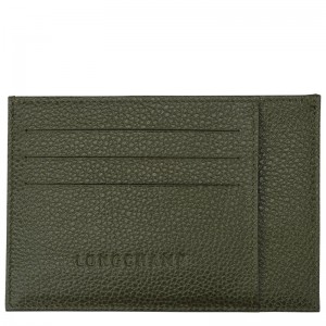 Longchamp Le Foulonné Card Holder Kaki | KJHFT-8730