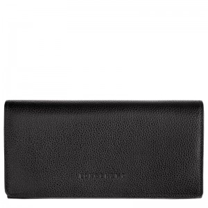 Longchamp Le Foulonné Continental Wallet Negrii | MKHAQ-5430