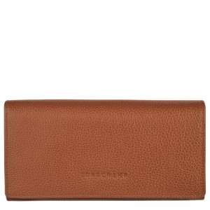 Longchamp Le Foulonné Continental Wallet Caramel | JPKXM-2543