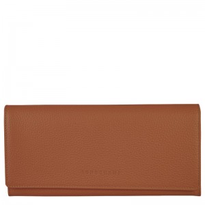 Longchamp Le Foulonné Continental Wallet Caramel | FOHLJ-7962