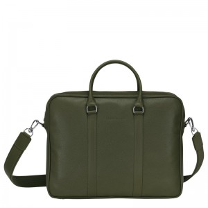 Longchamp Le Foulonné M Briefcase Kaki | BIHXN-9852