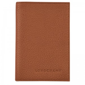Longchamp Le Foulonné Passport Cover Caramel | WJBNA-7801