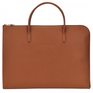 Longchamp Le Foulonné S Briefcase Caramel | EUKGR-6570