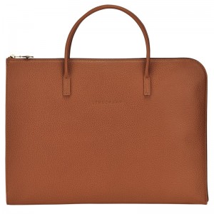 Longchamp Le Foulonné S Briefcase Caramel | EZDWN-1697