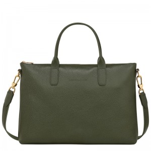 Longchamp Le Foulonné S Briefcase Kaki | OAPUL-3145