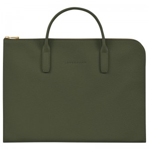Longchamp Le Foulonné S Briefcase Kaki | OSKLD-3052