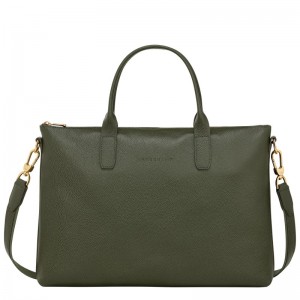 Longchamp Le Foulonné S Briefcase Kaki | WECJV-6924