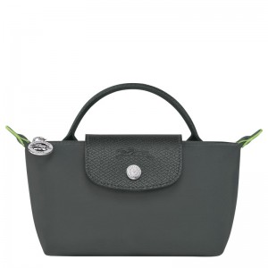 Longchamp Le Pliage Green Pouch With Handle Graphite | WGBHC-2135