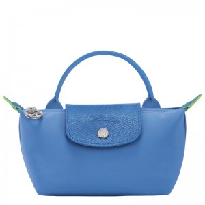 Longchamp Le Pliage Green Pouch With Handle Cornflower | NAEIP-0378