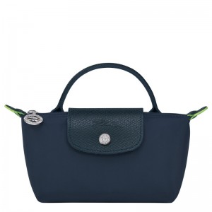 Longchamp Le Pliage Green Pouch With Handle Bleumarin | EWFQY-9286