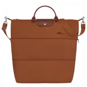 Longchamp Le Pliage Green Travel Bag Expandable Cognac | FSJLE-8375