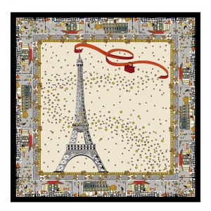 Longchamp Le Pliage In Paris Silk Scarf Ecru | TAGUK-3127