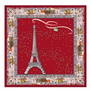 Longchamp Le Pliage In Paris Silk Scarf Tomato | LGAVZ-2365