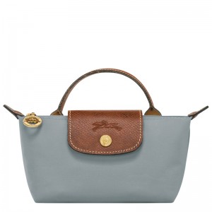 Longchamp Le Pliage Original Pouch With Handle Steel | AVZUT-4186