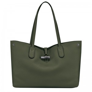 Longchamp Le Roseau Essential L Tote Bag Kaki | GEUWM-8746