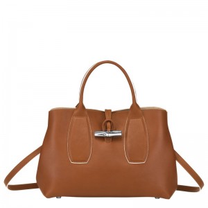 Longchamp Le Roseau M Handbag Cognac | EJHZP-3057