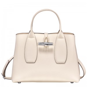 Longchamp Le Roseau M Handbag Ecru | PWQAX-0712
