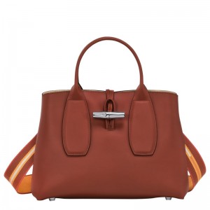 Longchamp Le Roseau M Handbag Mahogany | IWAKG-8462
