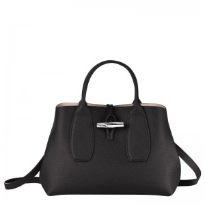 Longchamp Le Roseau M Handbag Negrii | KSBUE-7234