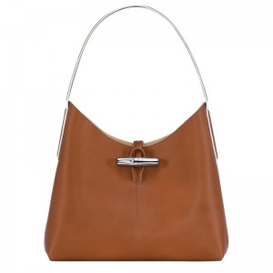Longchamp Le Roseau M Hobo Bag Cognac | CQBVW-0916