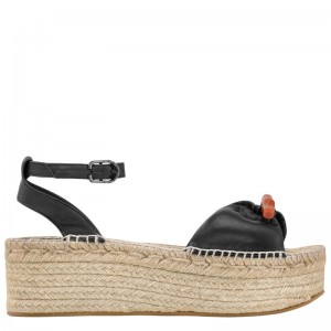 Longchamp Le Roseau Wedge Espadrilles Negrii | EIAQU-1680