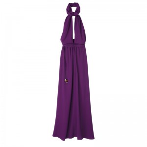 Longchamp Long Dress Violet | JRPZX-5076