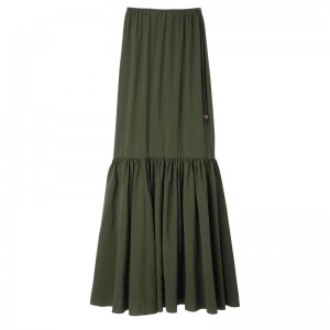 Longchamp Long Skirt Kaki | UHQAW-7581