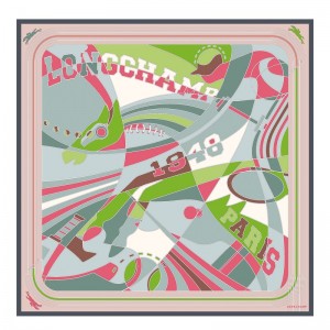 Longchamp Longchamp League Silk Scarf 90 Celadon | RZEUQ-9873