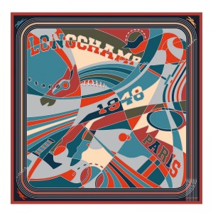 Longchamp Longchamp League Silk Scarf 90 Albastri | GMZIV-2986