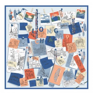 Longchamp Longchamp Mood Board Silk Scarf 90 Cornflower | KDTGJ-9214