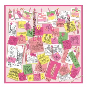 Longchamp Longchamp Mood Board Silk Scarf 90 Hydrangea | XBRNY-9724