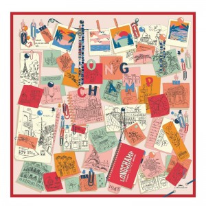 Longchamp Longchamp Mood Board Silk Scarf 90 Tomato | EIAUK-7264