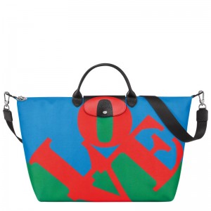 Longchamp Longchamp X Robert Indiana Travel Bag Rosii Bleumarin | GQPJS-5673
