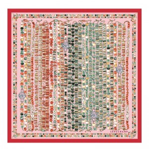 Longchamp Pearl Necklace Silk Scarf 50 Tomato | CWSUA-0621