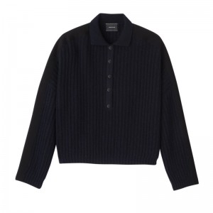 Longchamp Polo Collar Jumper Bleumarin | BJNLC-5108