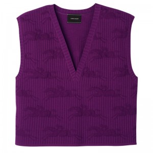 Longchamp Sleeveless Sweater Violet | XSGWP-9154