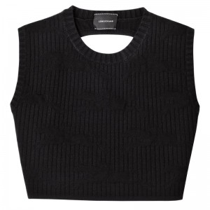 Longchamp Sleeveless Top Negrii | IKLAG-1573