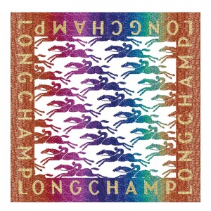 Longchamp Sunset Glitters Silk Scarf 70 Sienna | KLJRE-4830