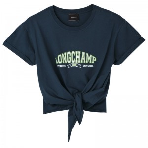 Longchamp Tied T-shirt Bleumarin | DTVYX-9208