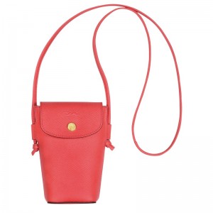 Longchamp Épure Phone Case With Leather Lace Strawberry | NGSLJ-8193